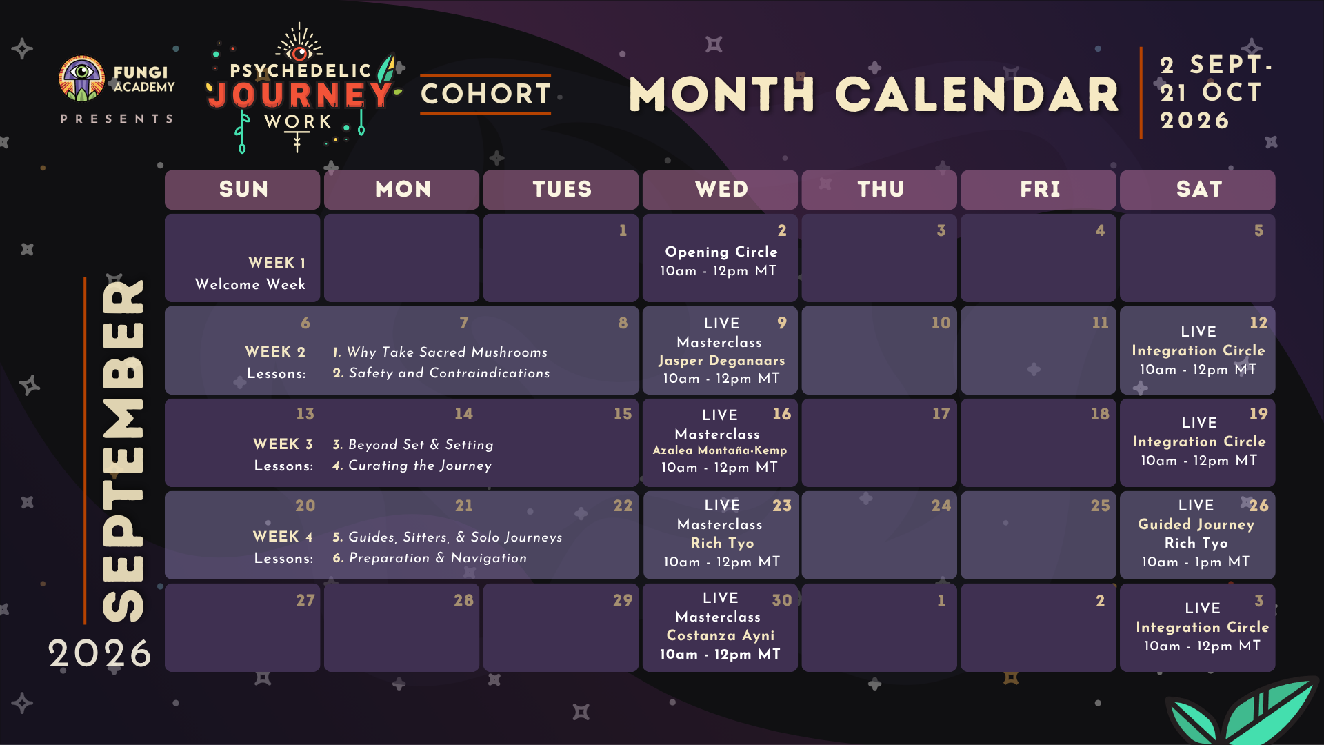 September 2026 cohort schedule